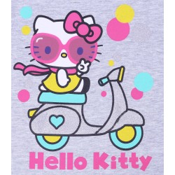 Szara, melanżowa bluzka dziewczęca Hello Kitty na skuterze