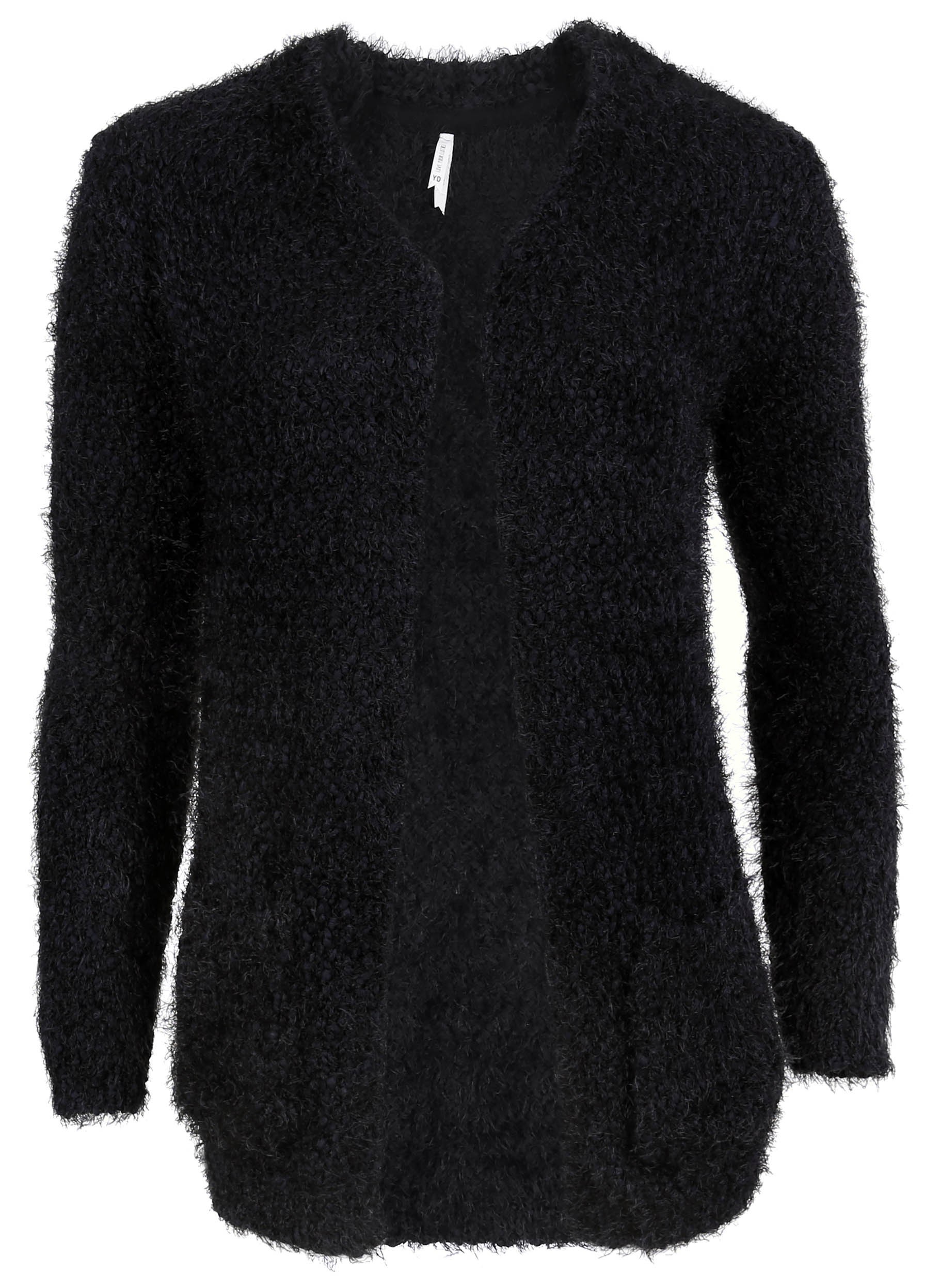 Czarny, futrzany sweter...