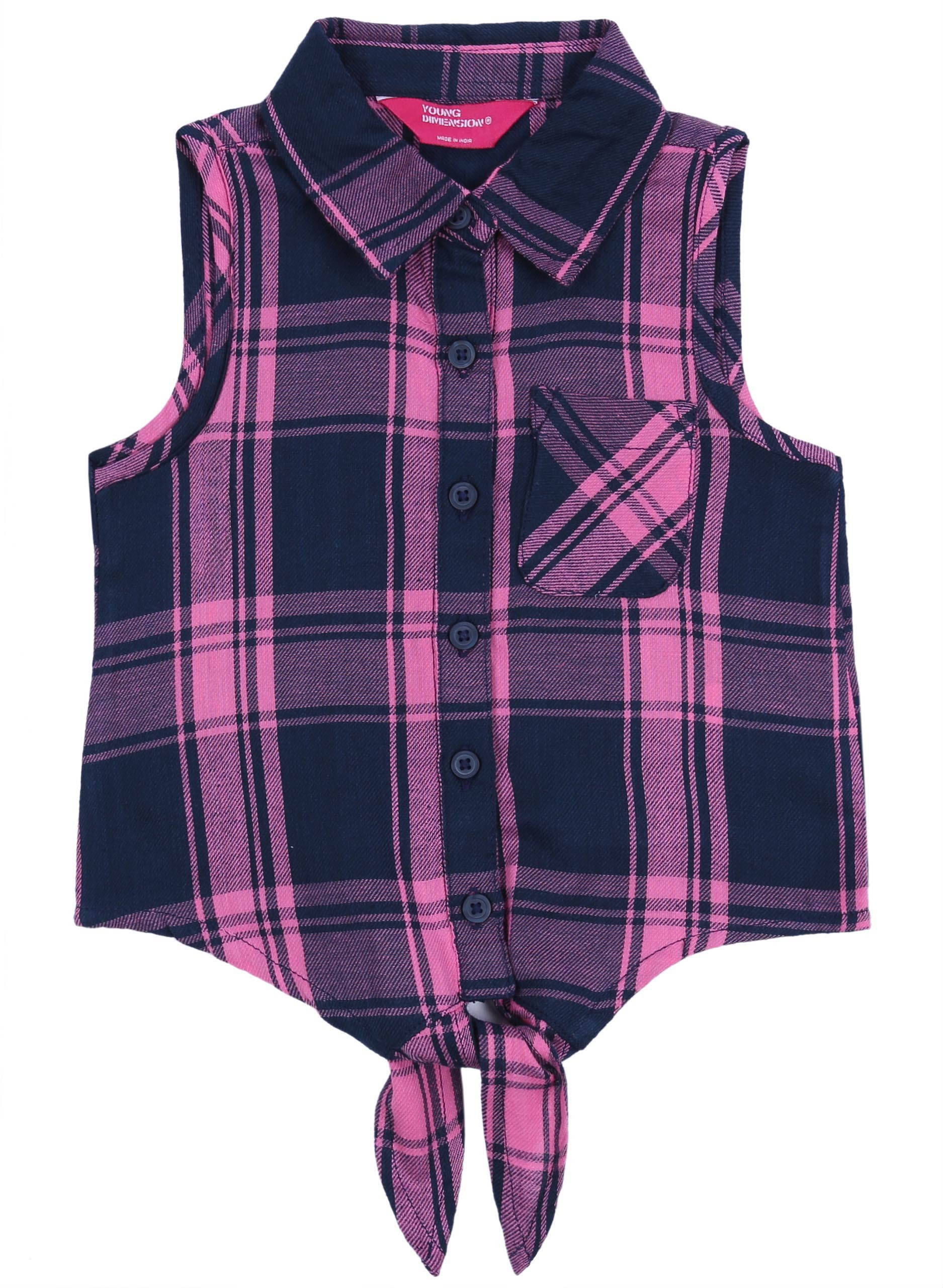 Wiązana koszulka w kratkę