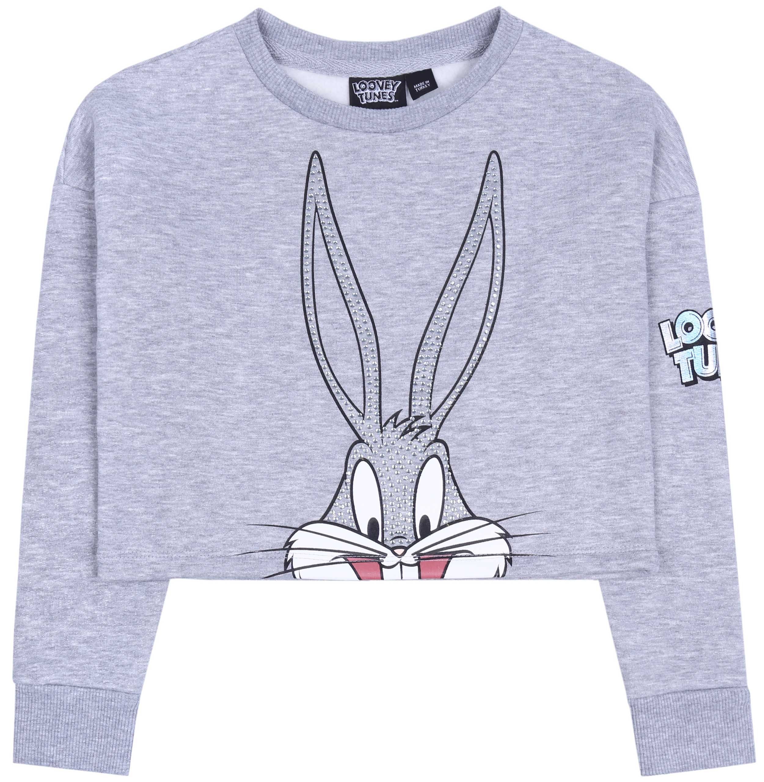 Szara, krótka bluza z...