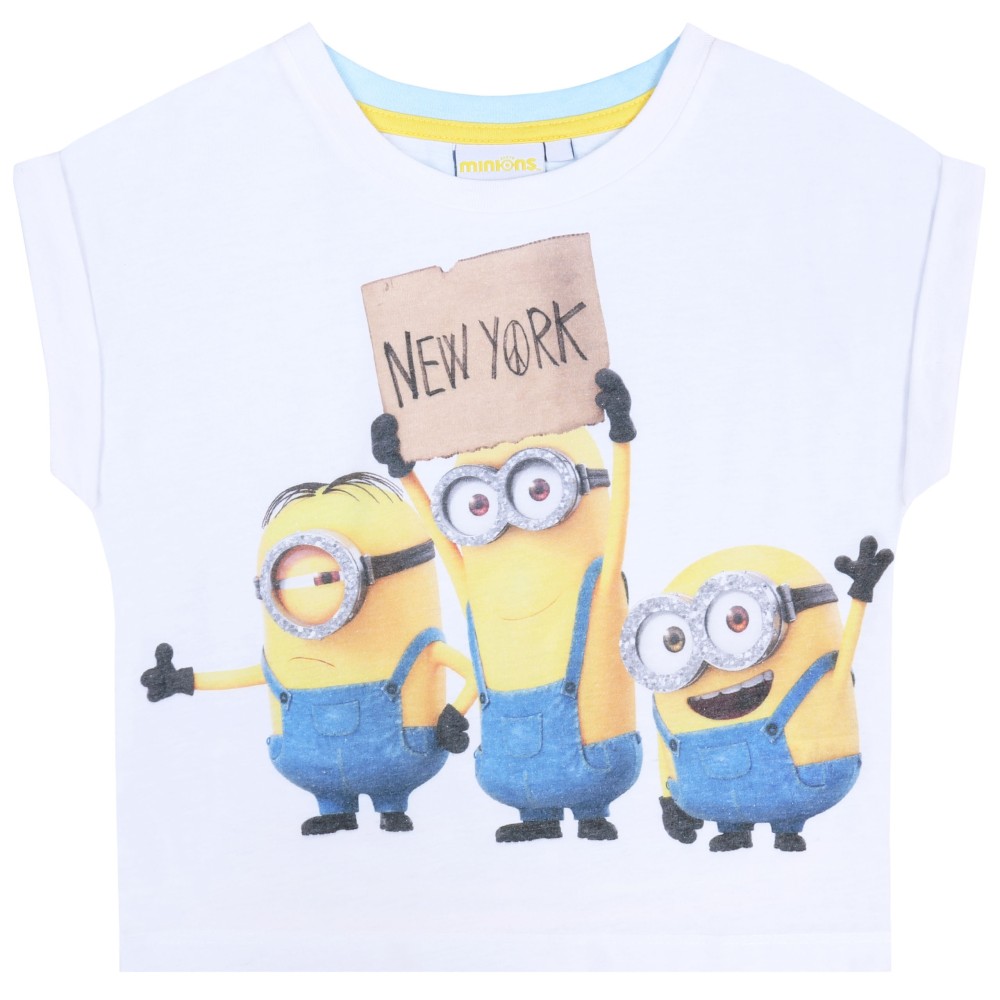 Biały, krótki t-shirt/top MINIONKI