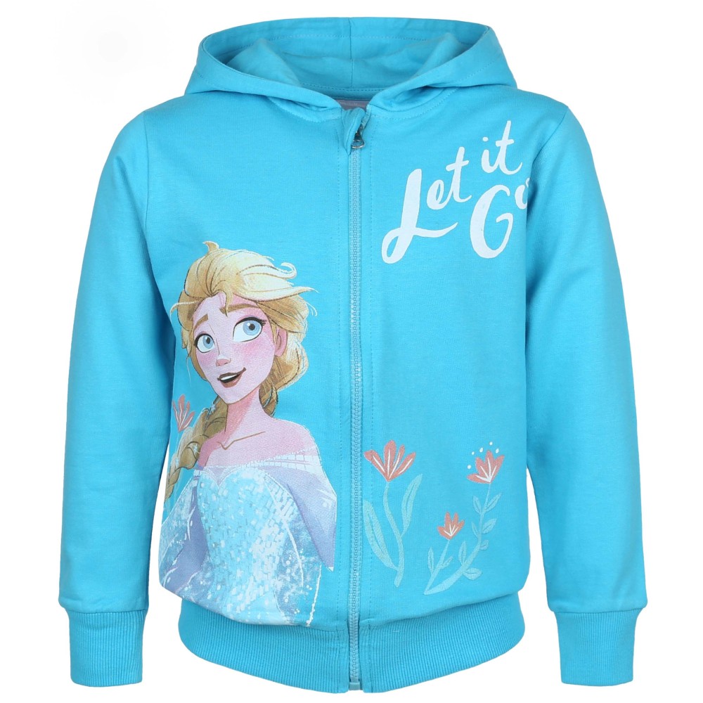 Kraina lodu Disney Frozen Niebieska, zapinana na zamek bluza, bluza dziewczęca z kapturem