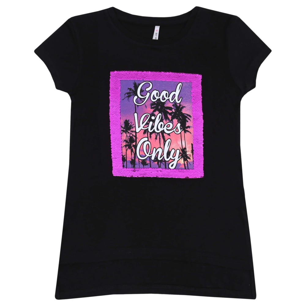 Czarna koszulka/t-shirt Good Vibes cekiny.