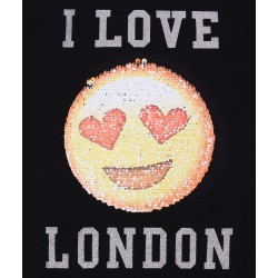 Czarna koszulka z emotikoną, I Love London