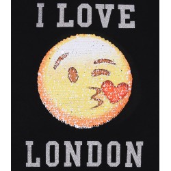 Czarna koszulka z emotikoną, I Love London