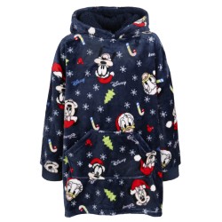 Myszka Mickey Disney Granatowa, dziecięca bluza/szlafrok/koc z kapturem, świąteczna, snuddie