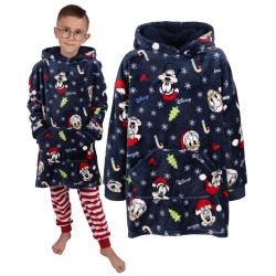 Myszka Mickey Disney Granatowa, dziecięca bluza/szlafrok/koc z kapturem, świąteczna, snuddie