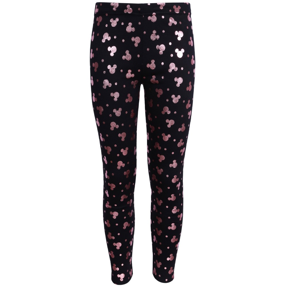 Czarno-miedziane, ocieplane legginsy MICKEY Disney