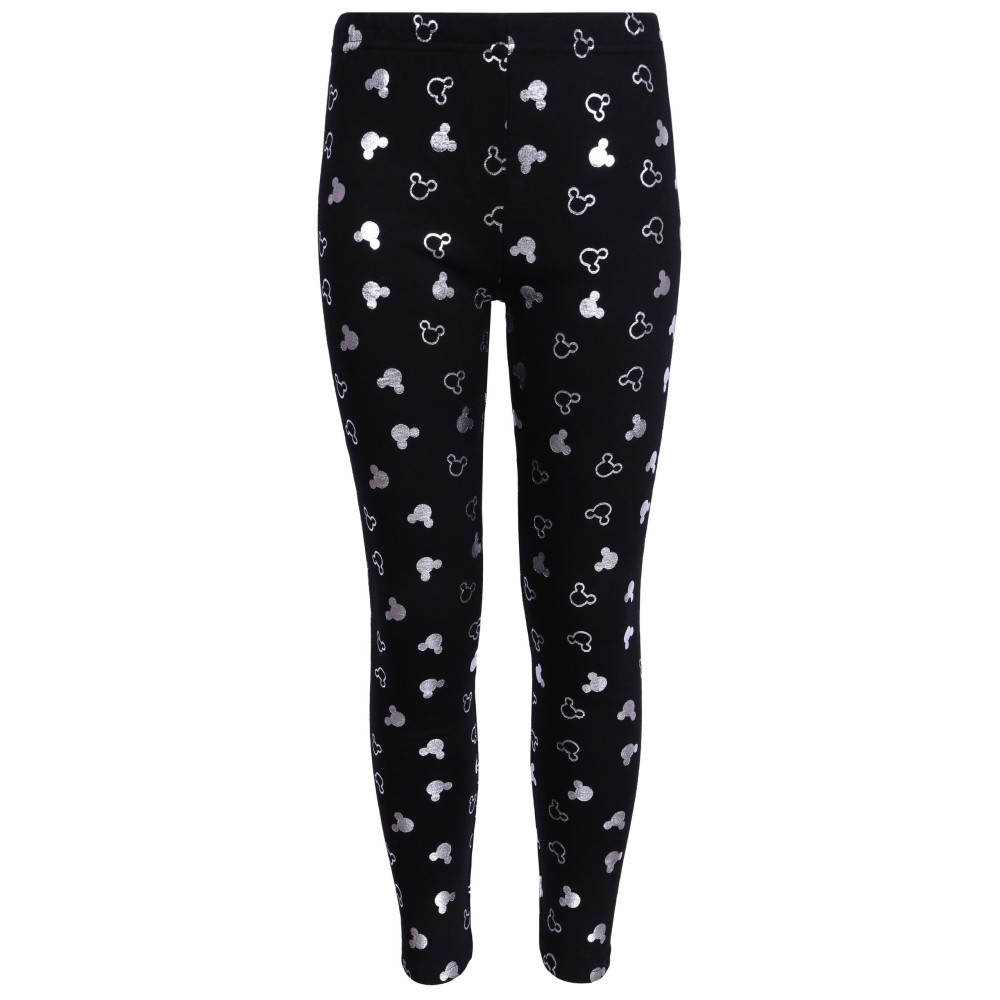 Czarno-srebrne, ocieplane legginsy MICKEY Disney