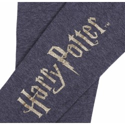 Ciemnoszare, bawełniane legginsy ze złotym nadrukiem Harry Potter