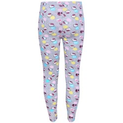 Długie, szare, dziewczęce legginsy z powtarzającym sie wzorem Hello Kitty