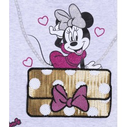 Jasnoszary t-shirt/koszulka z cekinową kieszonką Minnie Disney