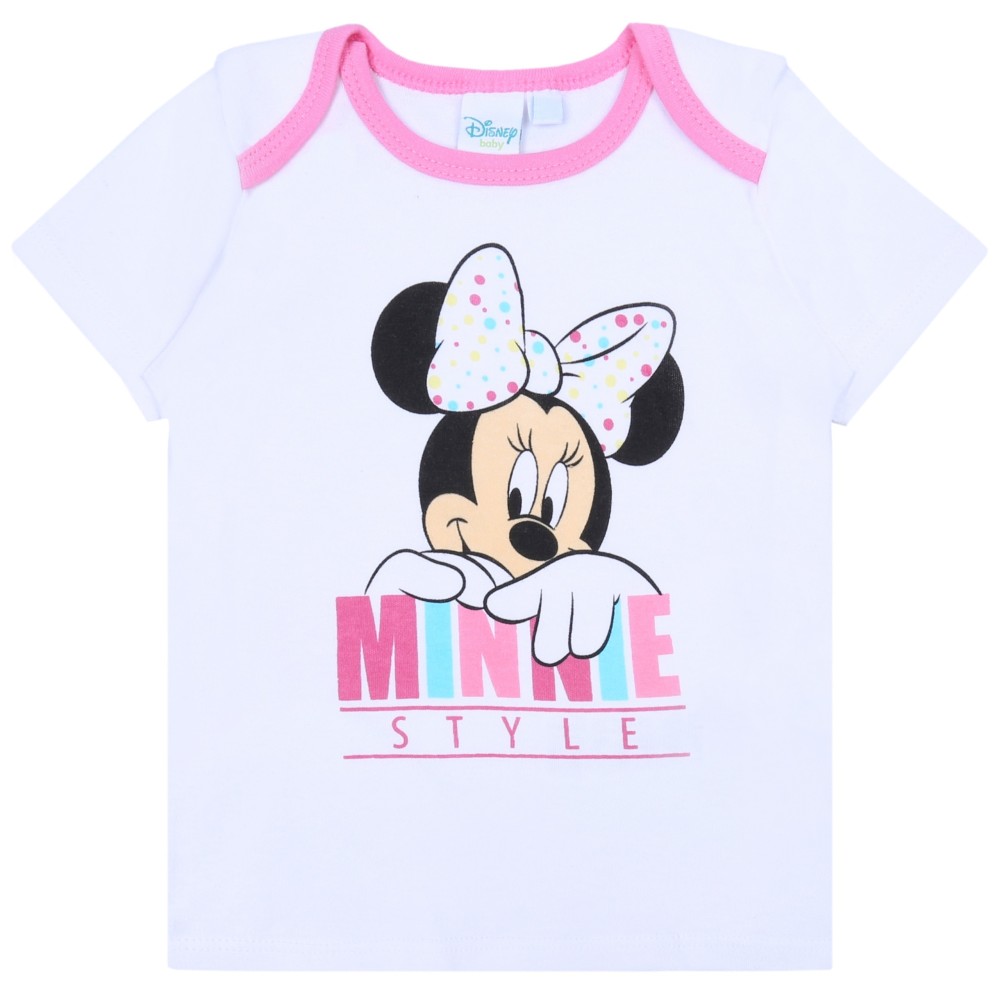 Biała koszulka, t-shirt niemowlęcy Minnie DISNEY