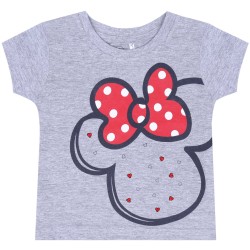 Szary, bawełniany, dziewczęcy t-shirt Myszka Minnie DISNEY