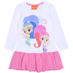 Dziewczęca, biało- różowa tunika z falbaną Shimmer&Shine