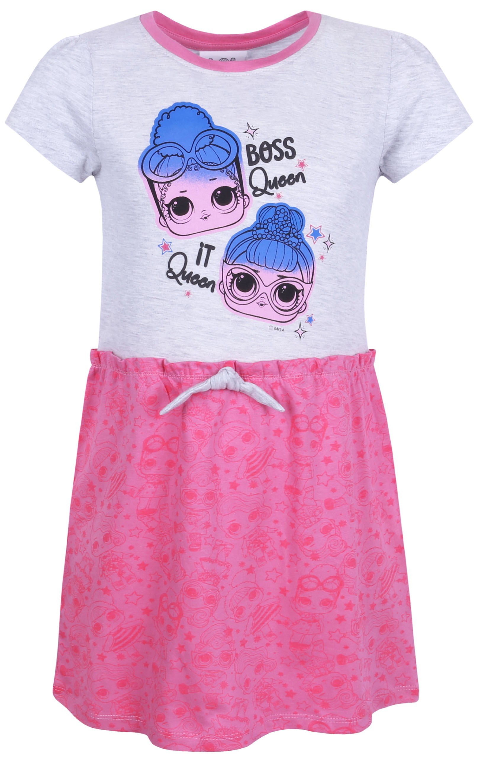 Szaro-różowa sukienka z...