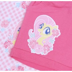 Różowy komplet dziewczęcy w kratkę: wiązana koszulka + spodenki My Little Pony