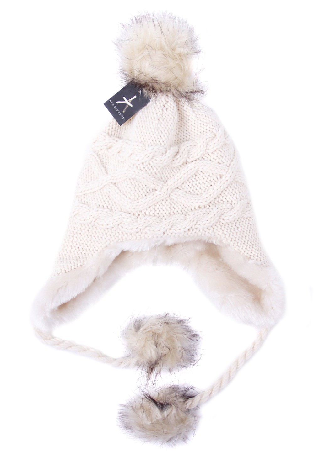 Kremowa ciepła pleciona czapka