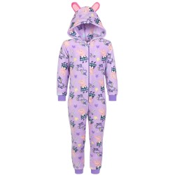 Świnka Peppa Fioletowa, polarowa piżama jednoczęściowa, dziecięce onesie z kapturem, OEKO-TEX