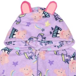 Świnka Peppa Fioletowa, polarowa piżama jednoczęściowa, dziecięce onesie z kapturem, OEKO-TEX