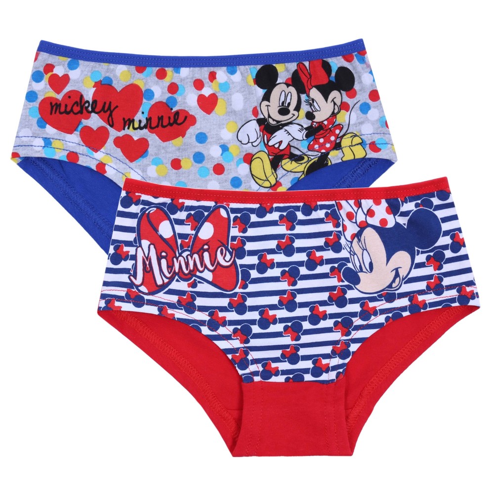 2x Granatowo-czerwone majtki/szorty dla dziewczynek Myszka Minnie DISNEY