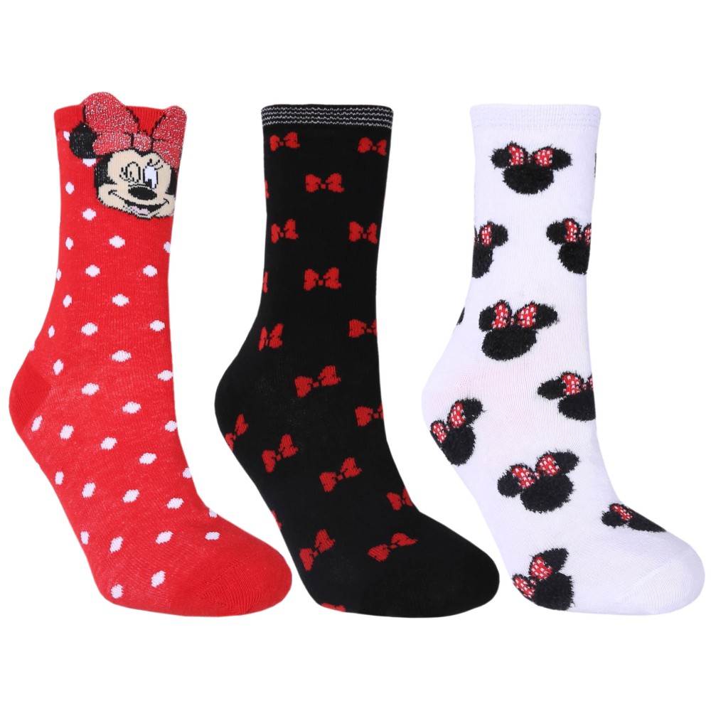 3x Czarno-czerwone skarpetki Myszka Minnie DISNEY